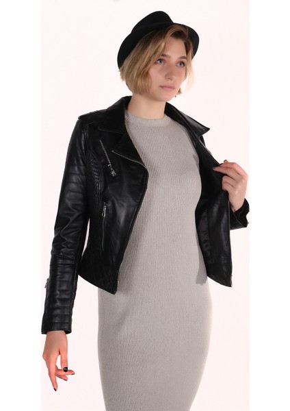 Gamze Model Kadın Siyah Deri Ceket fiyatları