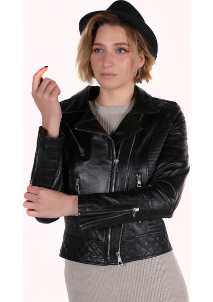 Gamze Model Kadın Siyah Deri Ceket fırsatları