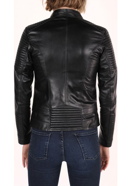 Lora Model Kadın Siyah Hakiki Deri Ceket indirimleri