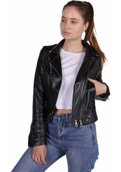 Melissa Model Kadın Siyah Hakiki Deri Ceket