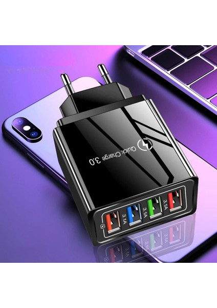A6 Universal Çoklu Şarj Adaptörü 4 Port 48 W