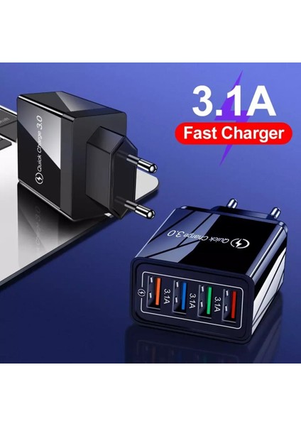 A6 Universal Çoklu Şarj Adaptörü 4 Port 48 W