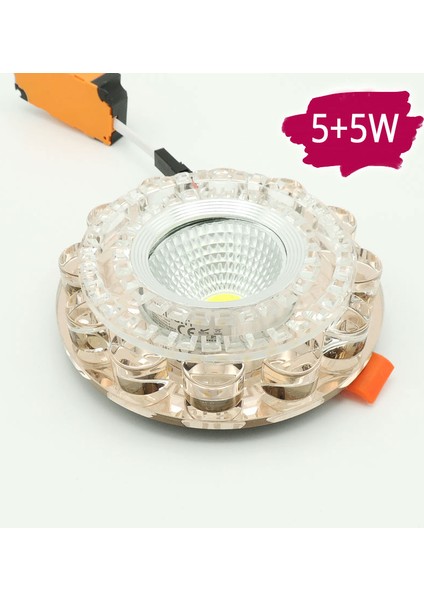 Inci Kristal Sıva Altı LED Spot Armatür 5W+5W Beyaz Gün Işığı 3 Kademe