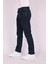 Erkek Lacivert Desenli Slim Fit Dar Kesim Pamuk Denim Esnek Jean Kot Pantolon 3