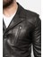Erkek Siyah Hakiki Deri Mont 4