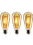ST64 Flamanlı Rustik 6W LED Ampul 3'lü Dekoratif Vintage Aydınlatma Amber Rengi 1