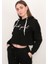 Kadın Siyah Crop Sweatshirt 1