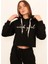 Kadın Siyah Crop Sweatshirt 2