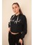 Kadın Lacivert Crop Sweatshirt 1