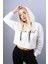 Kadın Ekru Crop Sweatshirt 2