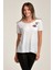 Kıss & Tell Nakışlı, Flamlı, Kısa Kol T-Shirt Beyaz - S 1