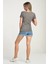 Sim Dikiş Süslemeli Kısa Kol T-Shirt Gri - Xs 5