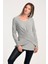 Özel Çift Kat Çapraz Kesim Uzun Kol T-Shirt Gri Melanj - Xs 1