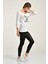 Baskılı ve Pul Nakışlı Uzun Kol T-Shirt Beyaz - M 4
