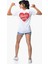 Arkası Kalp Baskılı, Yakası Bağlamalı Kısa Kollu T-Shirt - Beyaz Beyaz - Xs 2