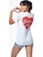 Arkası Kalp Baskılı, Yakası Bağlamalı Kısa Kollu T-Shirt - Beyaz Beyaz - S 5
