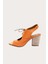 Turuncu Deri Kadın Topuklu Sandalet 3