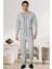 Mecit 22767 Gri Önden Düğmeli Büyük Beden Erkek Pijama Takımı 1