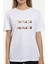 Kedi Baskılı Oversize Bisiklet Yaka Kadın Tişört 1