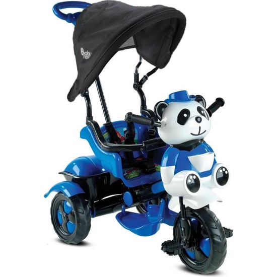 Babyhope 127 Little Panda Ebeveyn Kontrollü Tenteli Müzikli Tricycle Üç Teker Bisiklet -Mavi