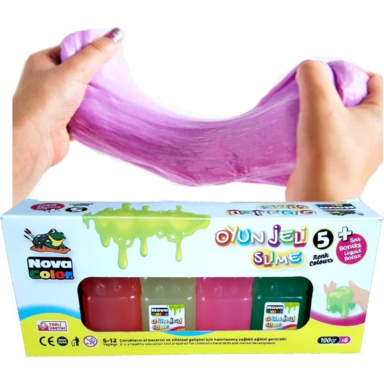 Nova Color Oyun Jeli Slime 5 Renk + Sıvı Boraks Liquid Borax