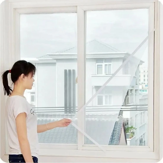 Sineklik Kesilebilir Pencere Sinekliği Cırt Bantlı Yapışkanlı 130 cm x 150 cm