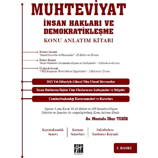 Muhteviyat Insan Hakları ve Demokratikleşme Konu Anlatım Kitabı - Mustafa Ilker Tekir Ekitap İndir | PDF | ePub | Mobi