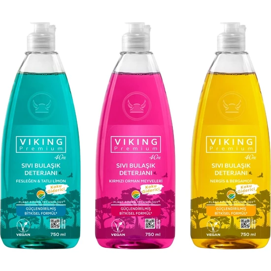 Viking Premium Vegan 3'lü Sıvı Bulaşık Deterjanı