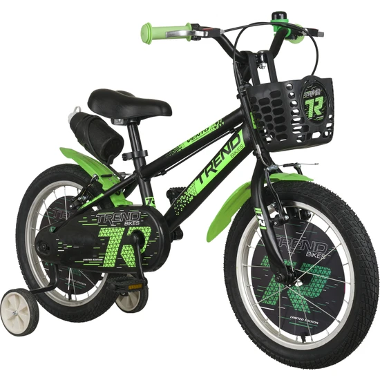 Trendbike Vento 16 Jant Bisiklet 3-6 Yaş Erkek Çocuk Bisikleti Siyah-Neon Yeşil 16.304-S-NY