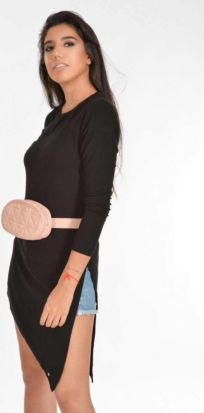 Moda1001 Fermuarlı Baklava Dikişli Deri Kadın Bel Çantası - Pembe Pembe görsel 2