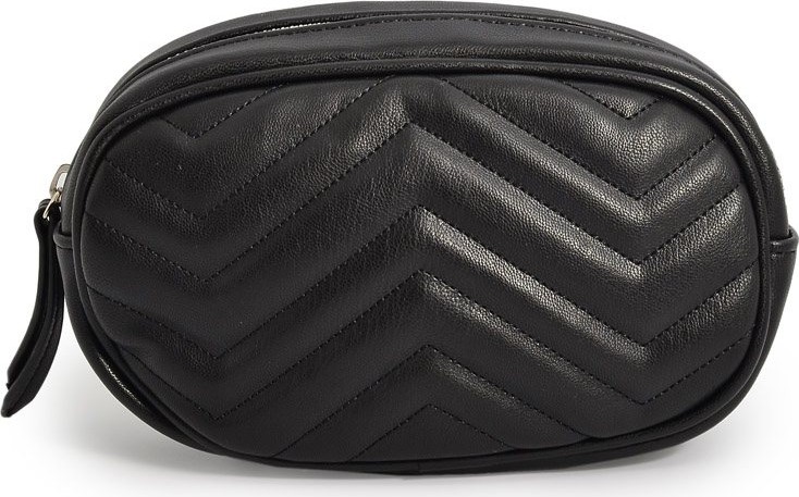 Moda1001 Fermuarlı Zigzag Dikişli Deri Kadın Bel Çantası - Siyah Siyah görsel 5