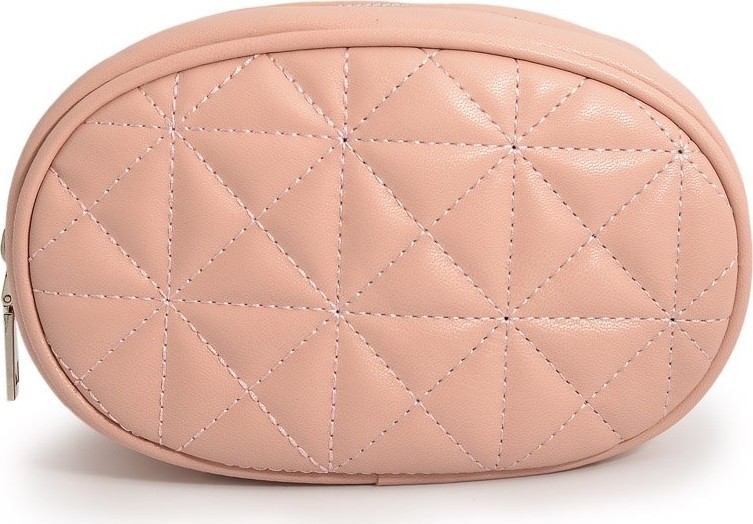 Moda1001 Fermuarlı Baklava Dikişli Deri Kadın Bel Çantası - Pembe Pembe görsel 5