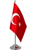 Özgüvenal Saten Çift Kat Türk Masa Bayrağı 15 x 22,5 cm