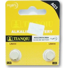 Tianqiu Alkalin Pil - Ag3 / LR41H Düğme Pil 1,5V - 10'lu Paket