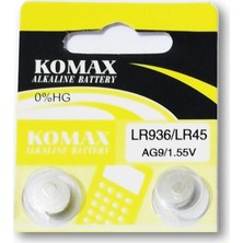 Komax Alkalin Pil - Ag9 / LR936 Düğme Pil 1,55V - 10'lu Paket