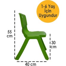 Temel Yeşil Kırılmaz Çocuk Sandalyesi - Kreş ve Anaokulu Sandalyesi 3 Adet