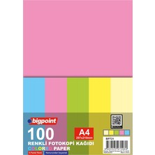 Bigpoint A4 Renkli Fotokopi Kağıdı 5 Pastel Renk 100'LÜ Paket