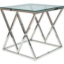 Hitit Dekorasyon Wanda Paslanmaz Metal Yan Sehpa