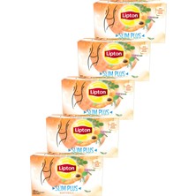 Lipton Slim Plus Kayısılı Bardak Poşet Çay 20 x 1.8g Beşli Set