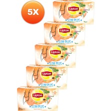 Lipton Slim Plus Kayısılı Bardak Poşet Çay 20 x 1.8g Beşli Set