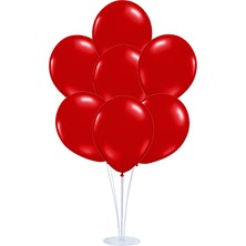 Süsle Bebek ve Parti Balon Standlı, 7 Adet - Metalik Kırmızı Balon