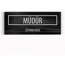 BK Kişiye Özel Müdür Duvar & Kapı Isimliği (Model 8 - Siyah Mermer Doku)
