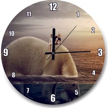 Cakatablo Dev Kutup Ayısı ve Üzerinde Çocuklar Illüstrasyon Duvar Saati