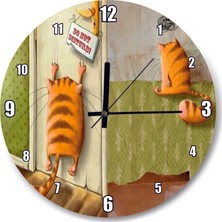 Cakatablo Yaramaz Kedi Rahatsız Etmeyin Yazılı Duvar Saati