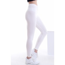 Self Clothing Kadın Beyaz  Penye Kumaş Tayt Yüksek Bel SLF1290