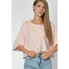 Zegy Yuvarlak Yaka Sweatshirt - Pembe Pembe - M