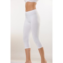Hmd 4001 3'lü Pamuk Diz Altı Kapri Tayt - Beyaz