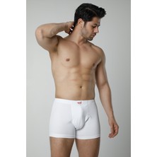 Hmd 315 6'lı Pamuklu Likralı Erkek Boxer Külot  - Beyaz