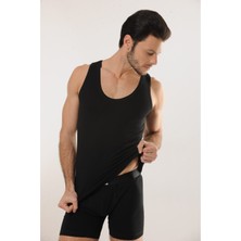 Hmd 716 3'lü Pamuklu Askılı Erkek Atlet - Siyah