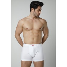 Hmd 315 3'lü Pamuklu Likralı Erkek Boxer Külot  - Beyaz
